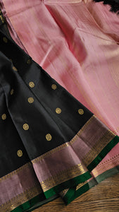Black Kanchipuram with Pink Blouse