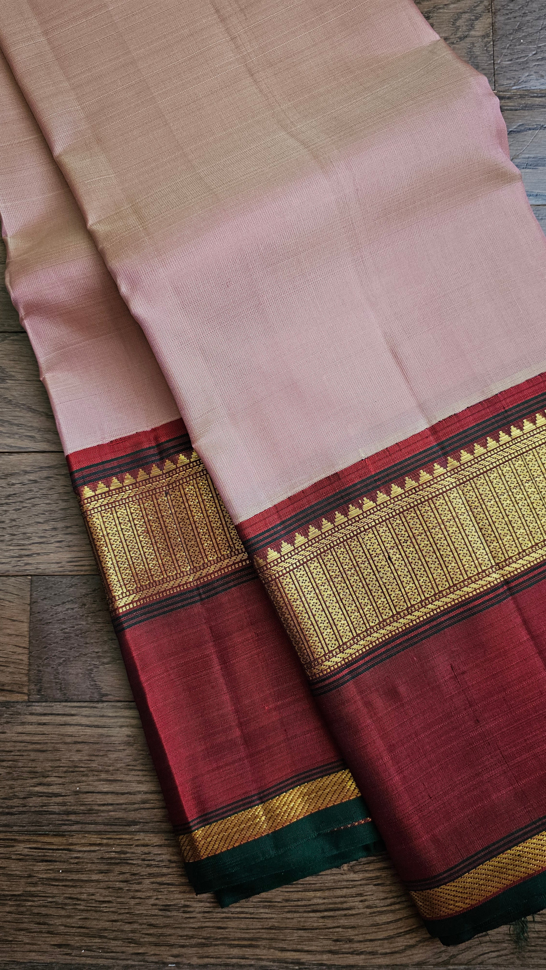 Rose Pink with a maroon border