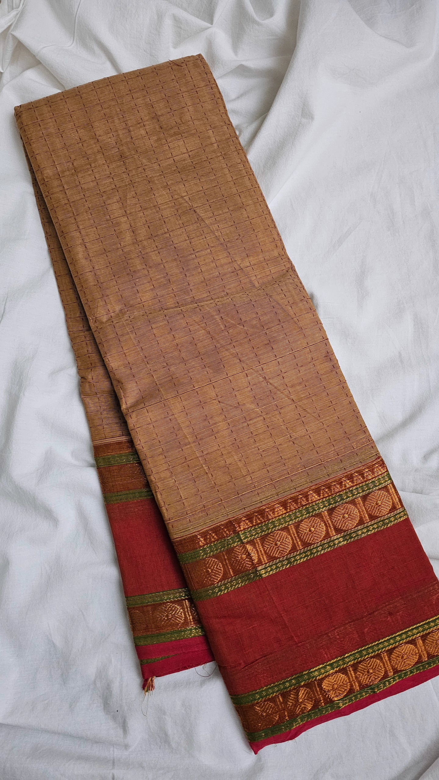 Checkered Beige with Pink border