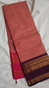 Light red ganga jamuna border Kanchi Cotton