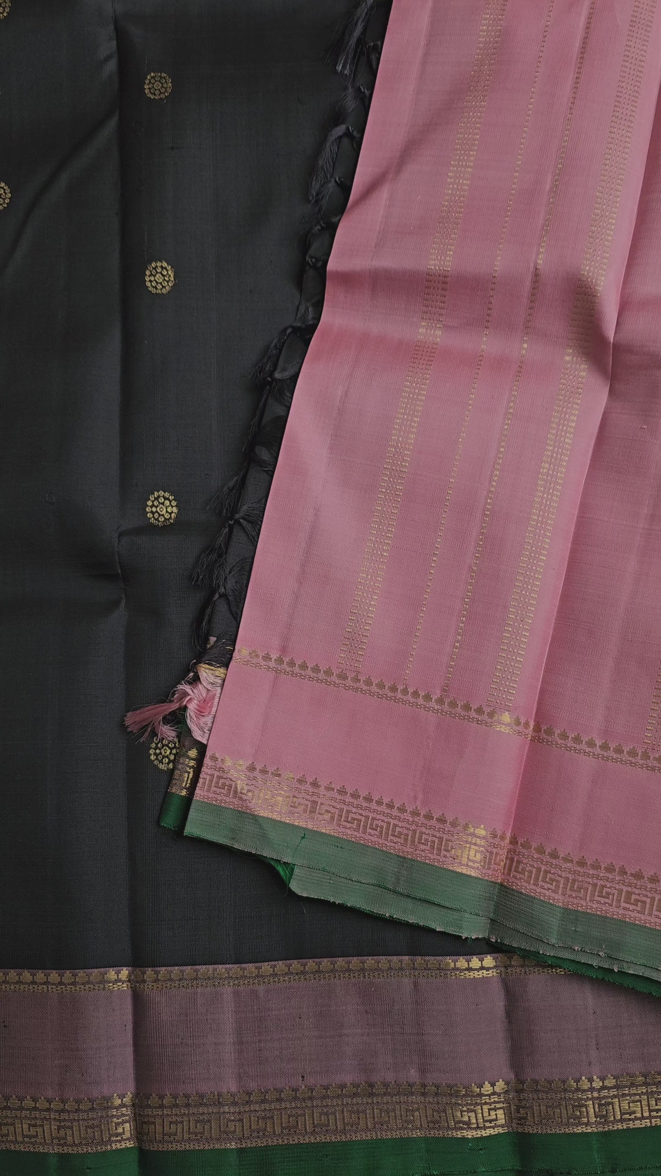 Black Kanchipuram with Pink Blouse