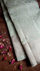 Sage floral embossed Kanchipuram