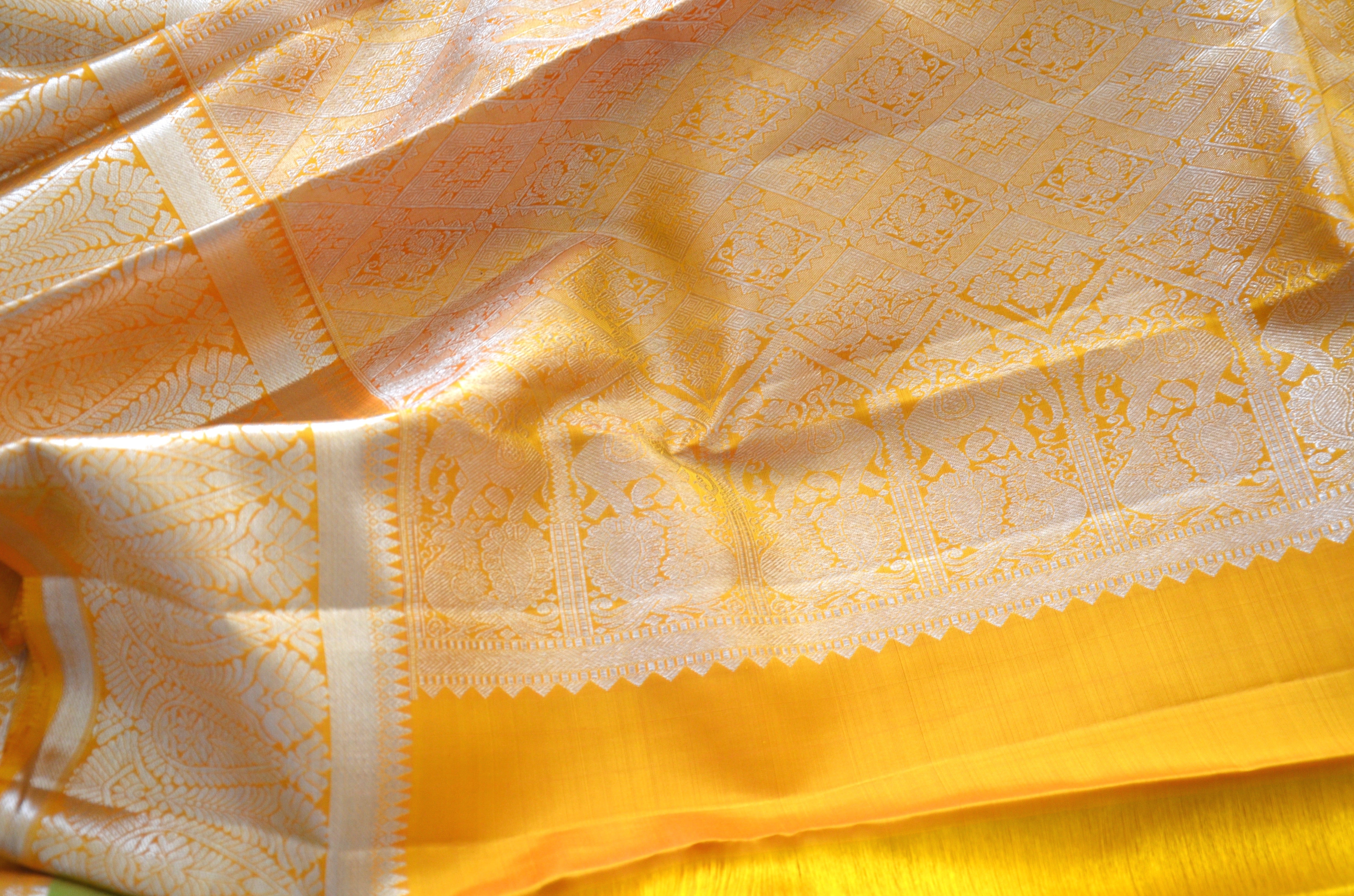 Lime green with mustard coloured blouse