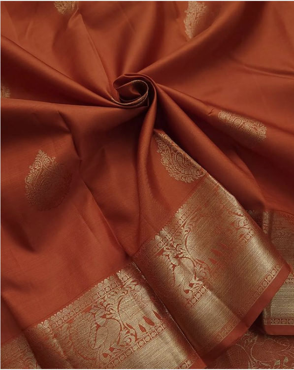 Dark Orange Kanchipuram